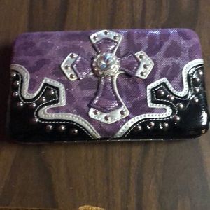 Purple leopard print wallet